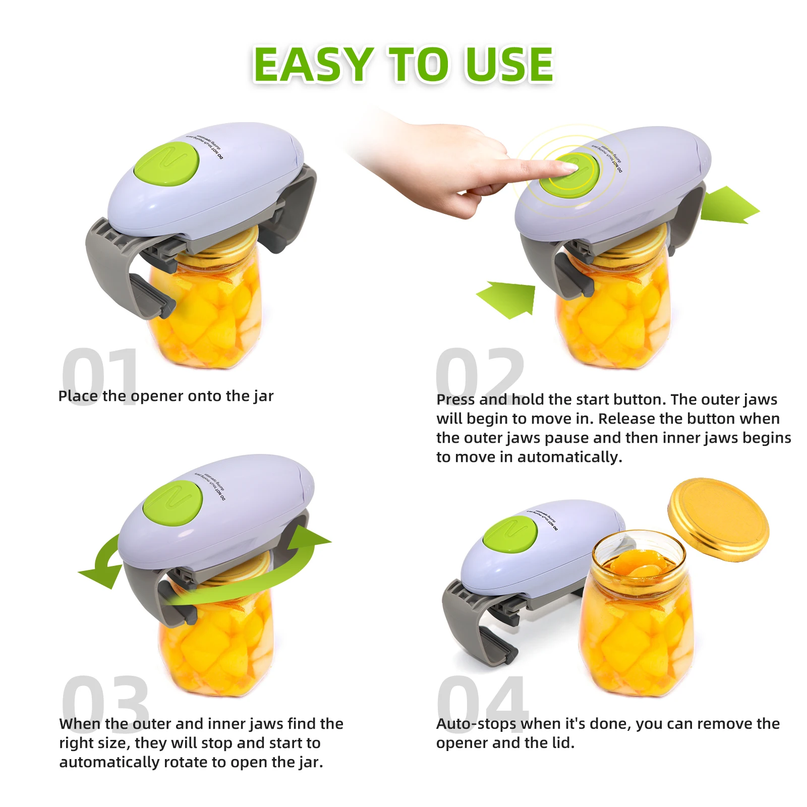 Electric Jar Opener Can Open, Kitchen Gadget Automatic Jar Opener for  Seniors with Arthritis, Weak Hands, Bottle Opener for Hands