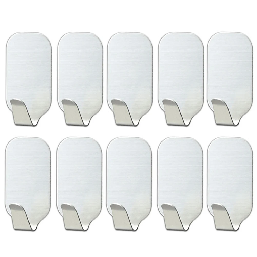 10pcs Hanger Self Adhesive Waterproof Stainless Steel No Drill Kitchen Closet Office Bathroom Wall | Дом и сад