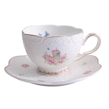 

Bone China Rural Cup and Saucer Luxury Ceramic Coffee Cup Afternoon Tea Cup Tazas De Cafe Cup and Saucer DD60CC