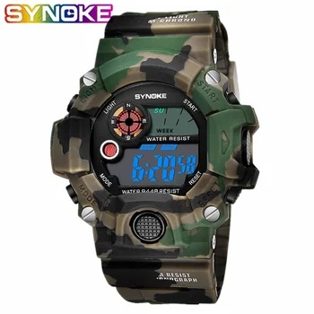 

SYNOKE Watch Men's Electronic Personality Camouflage Shock Watches Sport Military Waterproof Student Electronic Army Men Watch