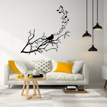 

Large Musical Note Tree Bird Wall Sticker Living Room Bedroom Music Tree Branch Animal Wall Decal Kids Room Vinyl Decor