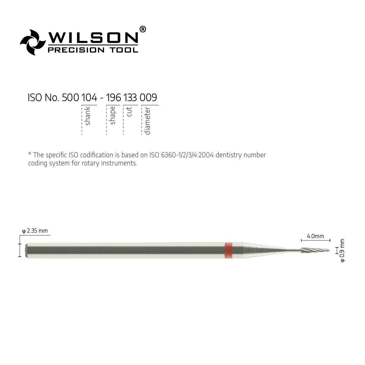 WILSON PRECISION TOOL 5000803-ISO 196 133 009 Tungsten Carbide Burs For Trimming  Acrylic/Metal