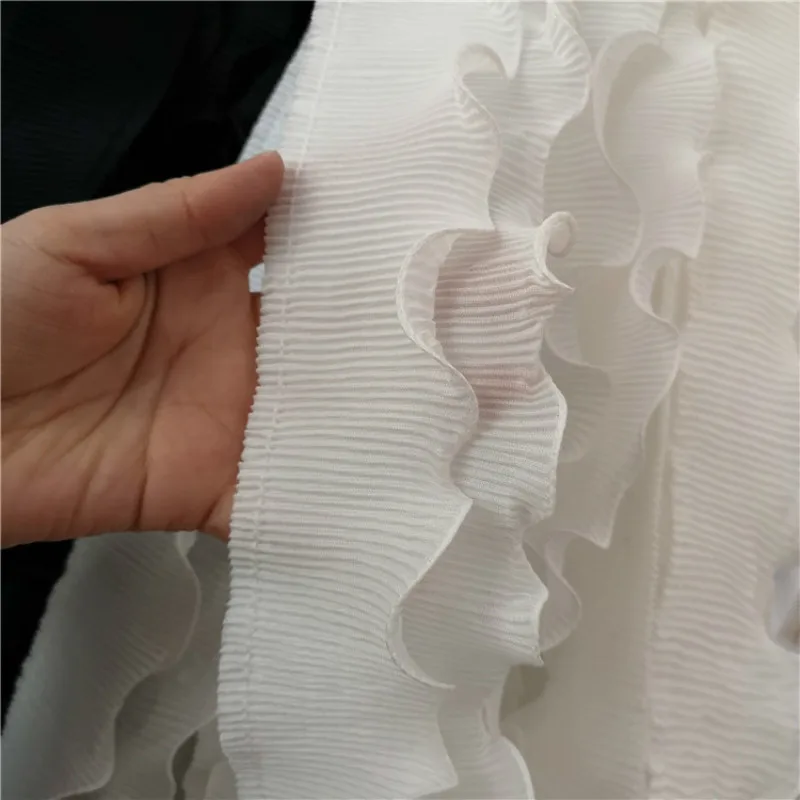 Chiffon Lace Fabric 8CM Wide Modern Pleated Chiffon Elastic Lace Frilly Dress Collar Provide Purified Ribbon 3d Flowers Of Embroidery Diy Crafts lace fabric lace ribbon chiffon fabric lace garment accessories lace sewing supplies chiffon lace fabric lace decoration lace accessories lace sewing accessories clothing accessories