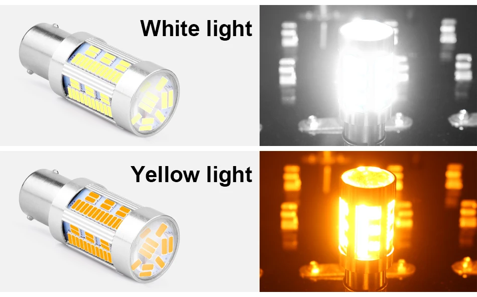 2 шт. BA15S P21W BAU15S PY21W 1156 Led T20 7440 лампы автомобильная поворотная сигнальная лампа белого и желтого цвета авто светильник 12 в Led обратный светильник хвост лампы