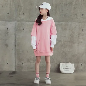 

Children's Girls Autumn Sweatshirts 2020 New Fake Two-Piece Hoodie Hooded for Kids Fashion Girl 2020 Fall Teenage Girls Clothing