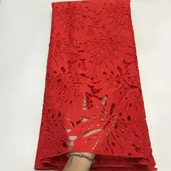 

High Quality African Tulle Guipure Cord Lace Fabric Latest Nigerian French Network Cord Lace Fabric With Stones For Dress YYZ2