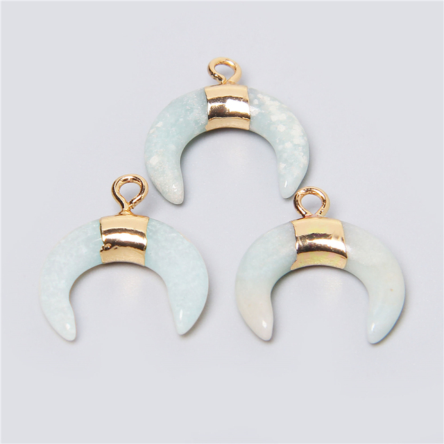 Unique Horn Shape Pendant Natural Stone Lapis Lazuli Aventurine Pink Rose Quartzs Pendants For Necklace Bracelet Handmade