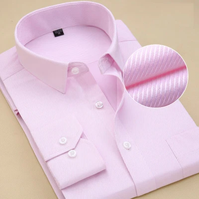 Новая мужская рубашка Camisas, полосатая блуза, рабочая одежда, профессиональная одежда, высокое качество, Корейская деловая белая модная Ropa Hombre 80% хлопок - Цвет: Stripe-pink