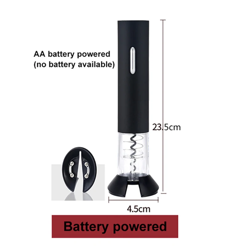 Электрический открывалка для вина с светильник, автоматическая открывалка для бутылок, штопор с фольга, резак, сухой, на батарейках, открывалка для вина, кухонный инструмент