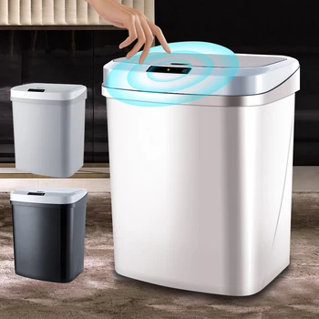 

15L Home Intelligent Trash Can Automatic Induction Electric Waste Bins Kick Barrel Battery Version Trash Can