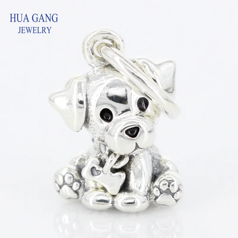 

2019 New Fashion 100% 925 Sterling Silver Labrador Puppy Dangle Charm Pendant Fits Pandor Bracelet Fashion DIY Jewelry