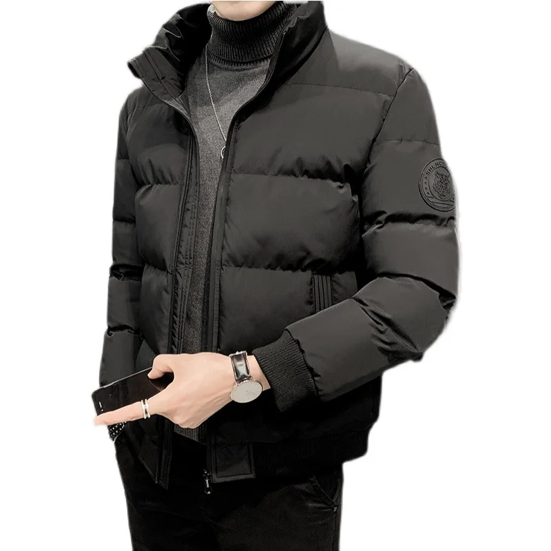 2022 winter new men\'s cotton jacket fashion solid color thick coat warm coat Large size