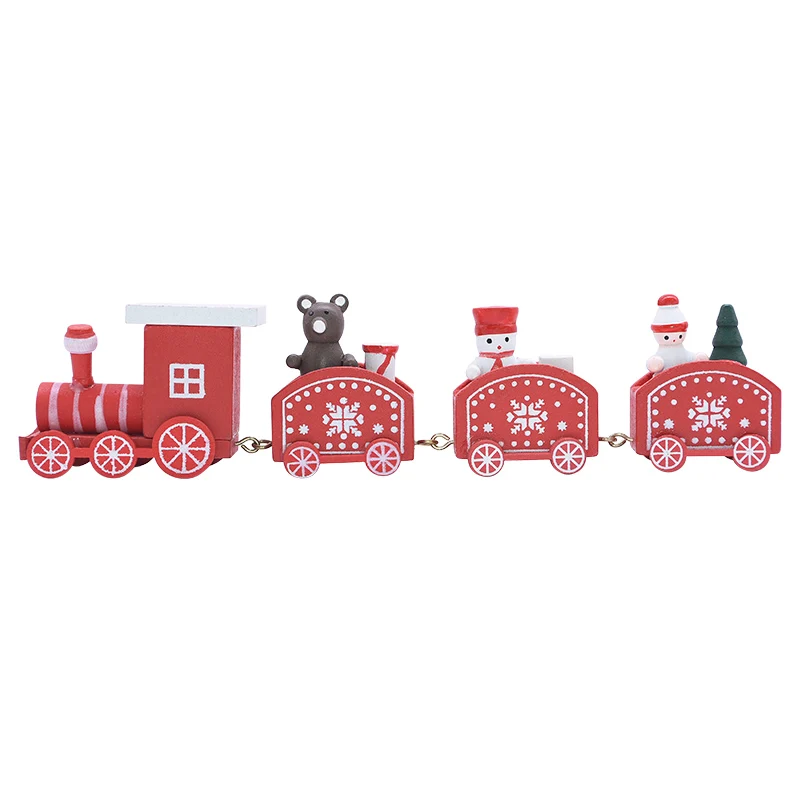 Мультфильм новогодняя елка поезд рождественские украшения для дома детские игрушки новогодний подарок Рождественский деревянный Декор Орнамент - Цвет: red