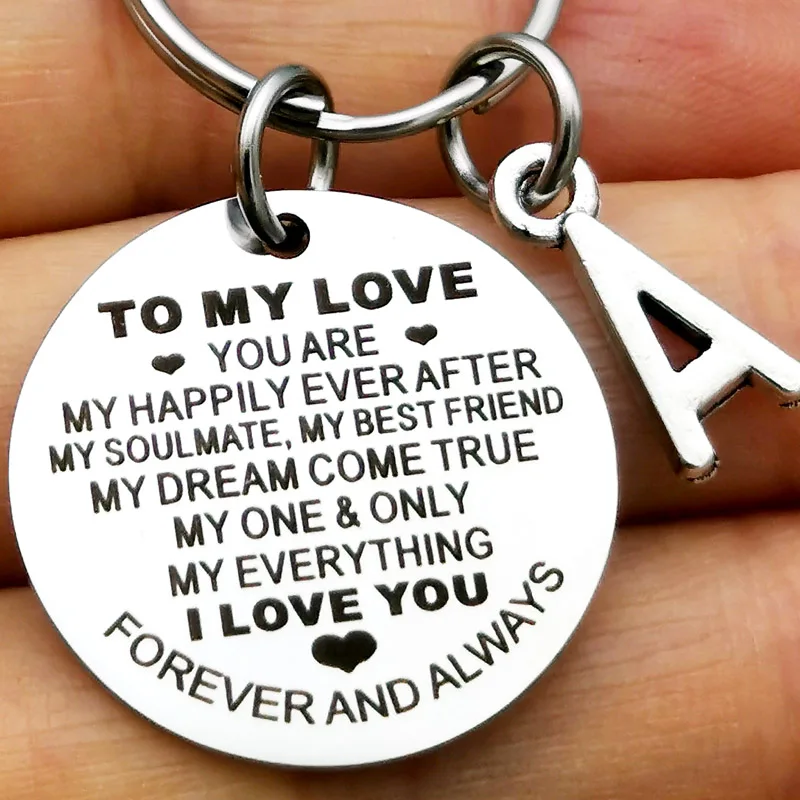Portachiavi Personalizzato Con Scritta I Love You In Acciaio Inossidabile, Regalo San Valentino Per Fidanzato Marito O Moglie Con Sacchetto Di Velluto