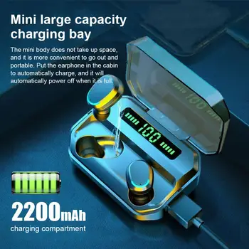 

Cewaal LED Power Digital Display with Charging Box TWS Invisible Earphones Bluetooth Music Stereo Earset Mini Redial