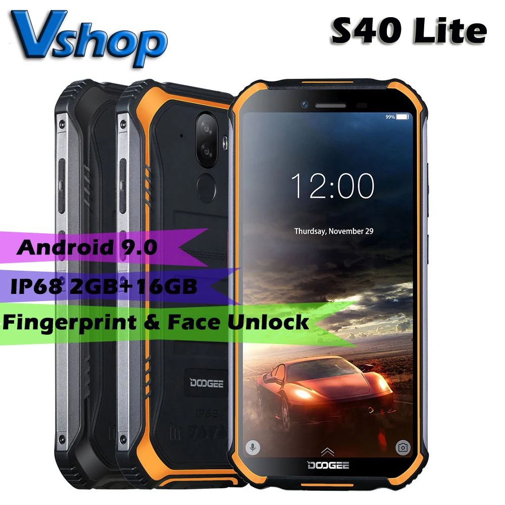 DOOGEE S40 Lite IP68 2GB + 16GB Quad Core Android 9.0 Robuste Telefon 3G Handy 5,5 zoll display 4650mAh 8.0MP Fingerprint