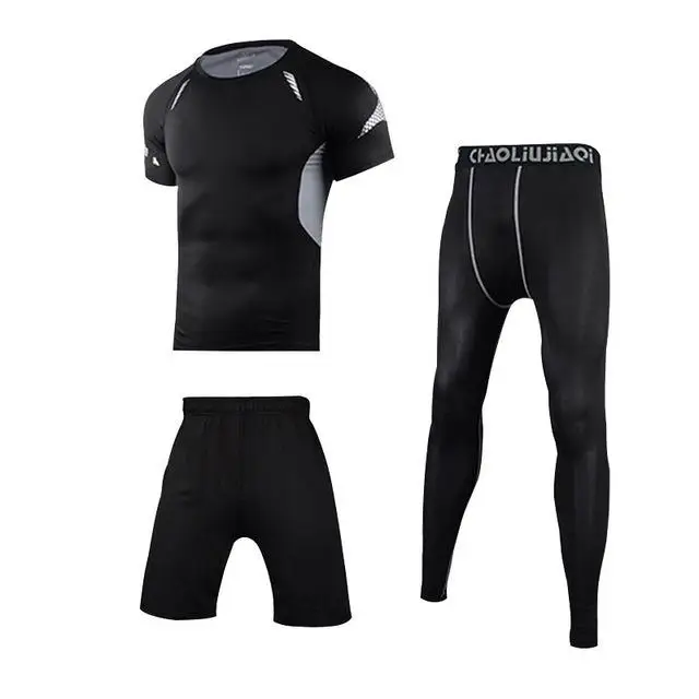 Men sportswear 3-1 Мужская спортивная одежда, Компрессионные спортивные костюмы, быстросохнущие комплекты для бега, одежда, спортивный костюм для бега, тренировок, тренажерного зала, фитнеса, спортивные костюмы, набор для бега - Цвет: Men sportswear 3-1