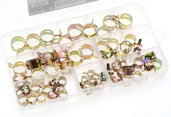 

60Pcs Spring Band Type Action Fuel Line Silicone Vacuum Hose Pipe Clamp Low Pressure Air Clip Clamps Fasteners Assortment Kit