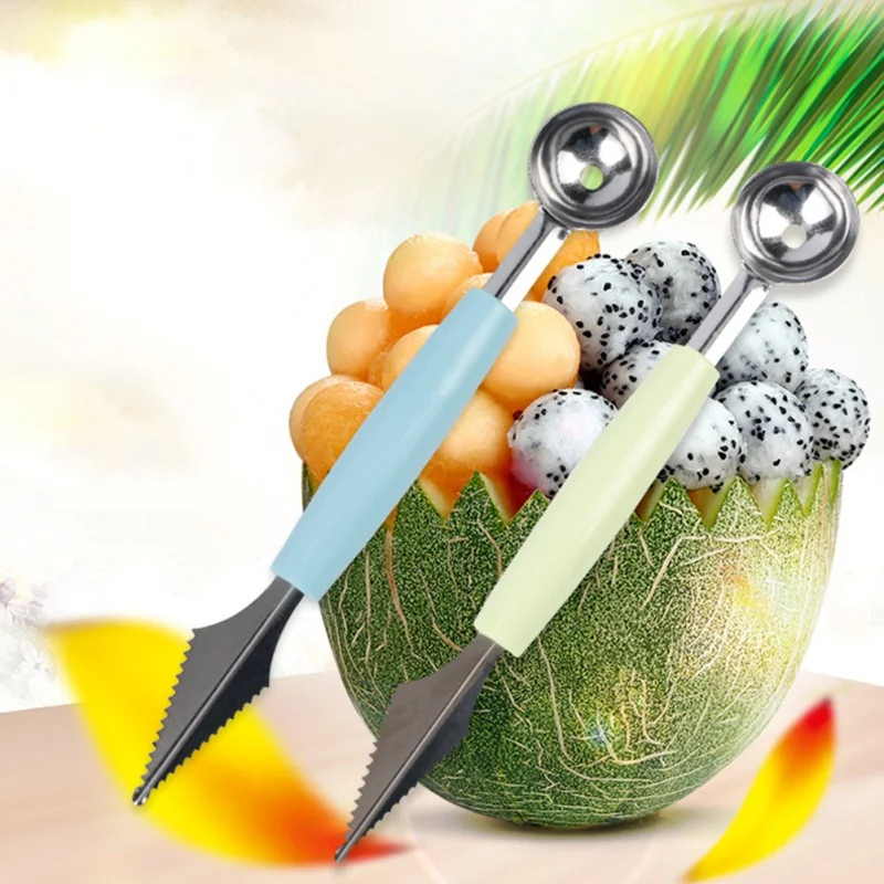 2 в 1 дыни шаровары Совок нож для резьбы фруктов Многофункциональный кухонный нож из нержавеющей стали резак для фруктов инструмент для резьбы
