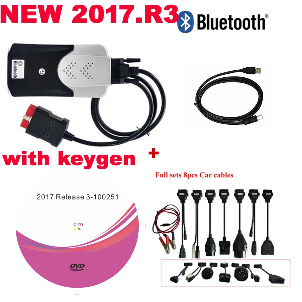 Качественный 2017 3 keygen VD Bluetooth для белобочка машинками) TCS PRO OBD2 инструменту