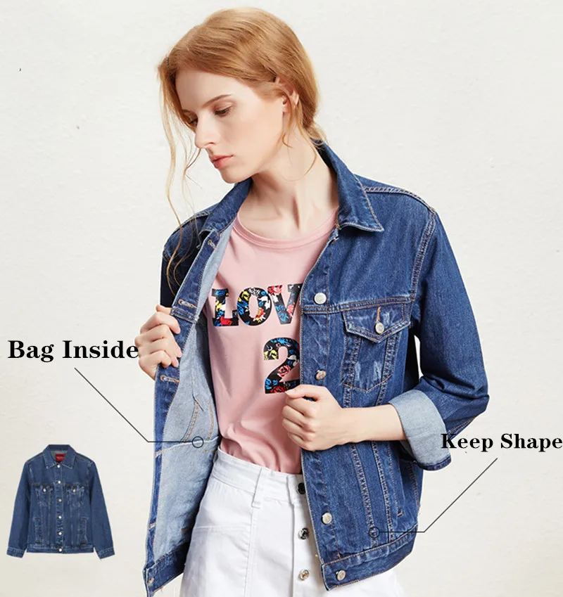 Finest  Cotton Women Denim Jacket blue Pink Red Autumn Spring Plus Size Casual England Outwear Ladies Femal