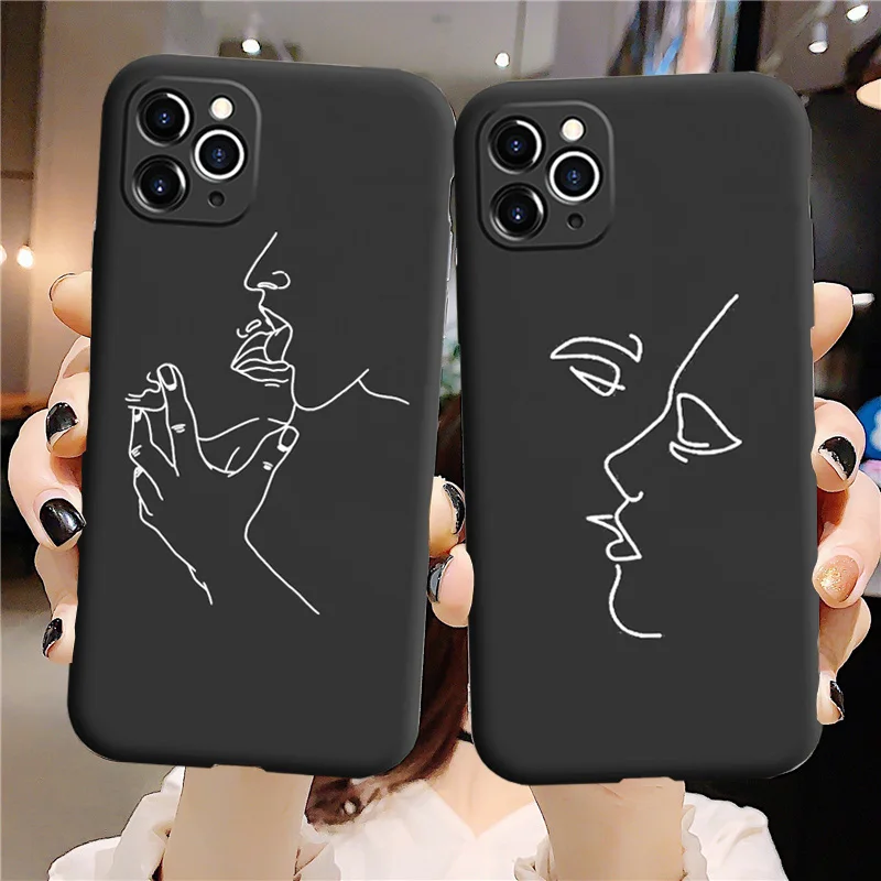 Чехол для телефона iPhone 11 Pro чехлы красивой пары Kiss 12 mini XS MAX X XR 7 8 6s Plus SE 2020 мягкий