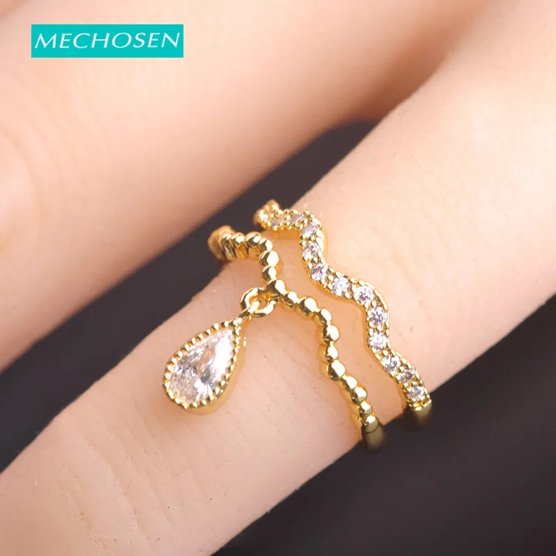 Двойное кольцо MECHOSEN Exquisito полностью циркониевый медный волнистый обруч