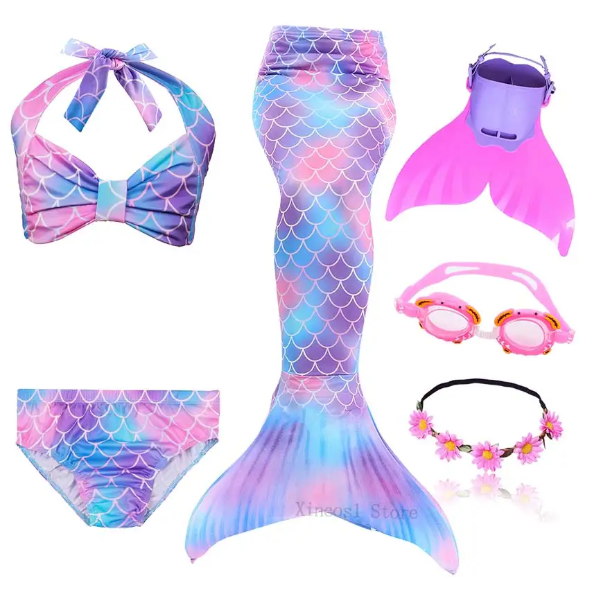 

NEW The Little Mermaid Tail with Garland Ariel Mermaid Swimsuit for Kids swimmable Bathing Suit Costume Cosplay