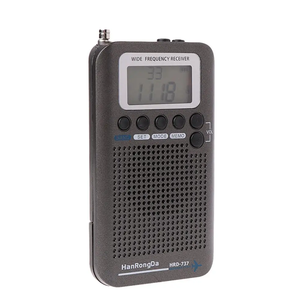 HRD-737 цифровой ЖК-дисплей полный диапазон радио портативный FM/AM/SW/CB/Air/VHF World Band стерео приемник радио с будильником
