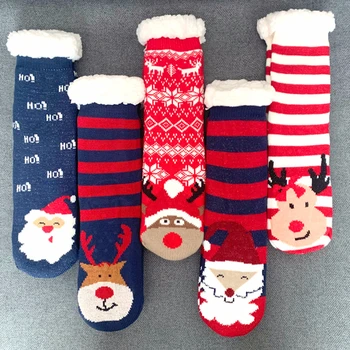 

thickening double fleece slipper christmas socks warm cartoon sleeping winter socks women Wholesale price 2019 new arrival