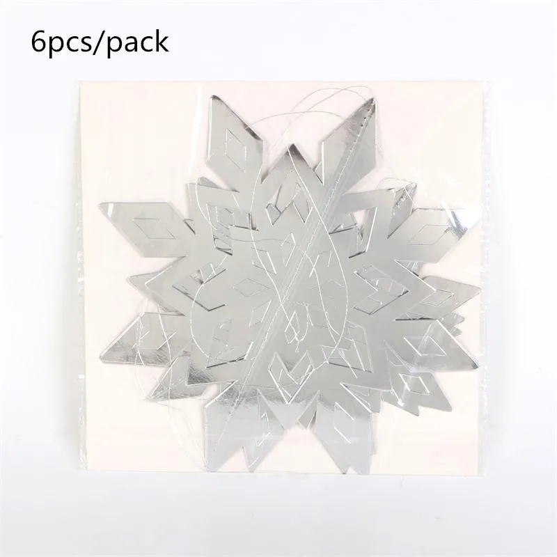 6pcs silver Рождественские украшения Снежинка баннер Одноразовые Партии Посуда бумажный стаканчик, тарелка нож вилка ложка дети день рождения - Цвет: 6pcs silver
