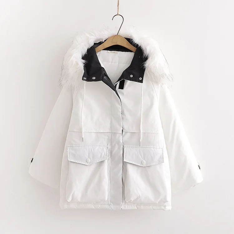 

Korean-style Autumn & Winter New Style Artistic Versatile Loose Thick Padded Waist Hugging Large Fur Collar down Coat Women Coat