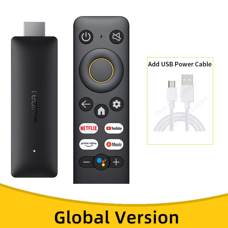 realme 4K Smart TV Stick 1080P Global Version 1/2GB RAM 8GB ROM ARM Cortex A35 Quad Core Bluetooth 5.0 Google TV Stick Android 