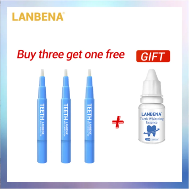 Купить 3 получить 1 подарок LANBENA отбеливание зубов ручка гигиена полости рта щетка удаляет пятна налета 3 шт+ Отбеливание зубов пудра с эссенцией