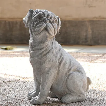 

Cute Puppy Statue Simulated Animal Pug Creative Imitation Stone Big Dog Garden Decoration Art Craft Action Figure Toy P1584