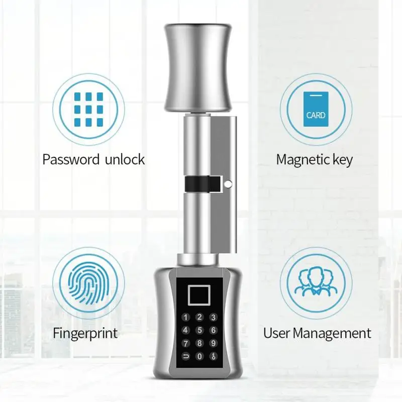

Dreamburgh New Smart Cylinder Lock Keyless Electronic Door Lock Digital Fingerprint Keypad Code Electric Lock with Voice Prompt