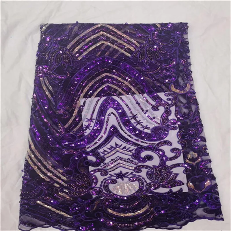 2019 высокое качество лиловый фатин кружевная ткань в нигерийском стиле Тюлевое