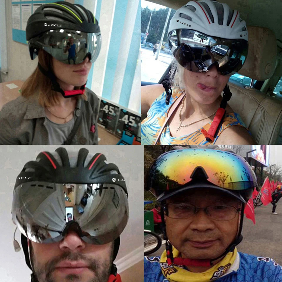 LOCLE Goggles велосипедный шлем двухслойный дорожный горный велосипедный шлем с линзой ультралегкий Casco Ciclismo велосипедный шлем 55-61 см