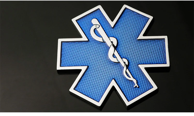 Звезда жизни 3D эмблема синий крест звезда аварийная скорая помощь знак Автомобиль Стайлинг креативный декоративный металлический логотип наклейка качество