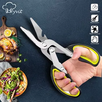 

8.6 inch Multifunctional Kitchen Scissor Stainless Steel Shear for Poultry Bone Meat Vegetable Cutter Cook Barbecue Tool Cutting
