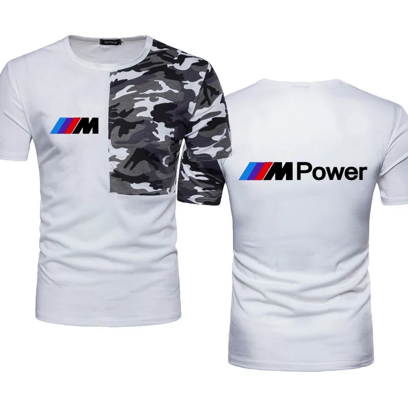 

Men's short sleeves T-shirt BMWM car logo print Camouflage stitching Summer cotton trend Men's T-shirt high quality Man's top
