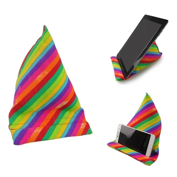

Canvas Tablet Pillow Holder Support Cushion Book Rest Portable Rainbow Stripe Mobile Phone Foam Multifunction Bed Universal