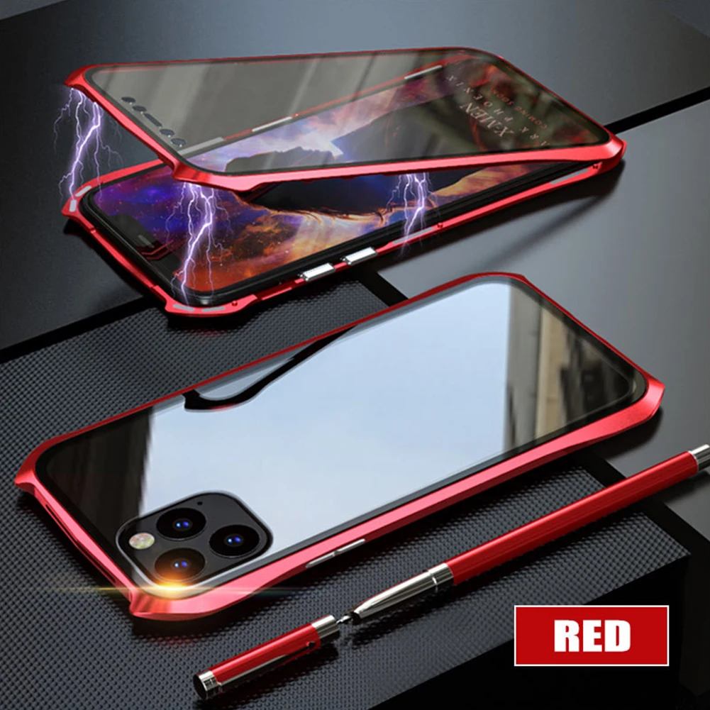Чехол-бампер с магнитной адсорбцией для iPhone 11 Pro Max, двусторонний чехол из закаленного стекла для samsung Note 10 Plus
