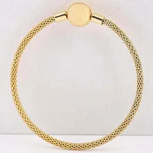 Оригинальная Золотая цветная змеиная цепь, базовая шаровая застежка, сетчатый браслет, браслет, подходит для бусины из стерлингового серебра 925, шарм, сделай сам, европейская бижутерия