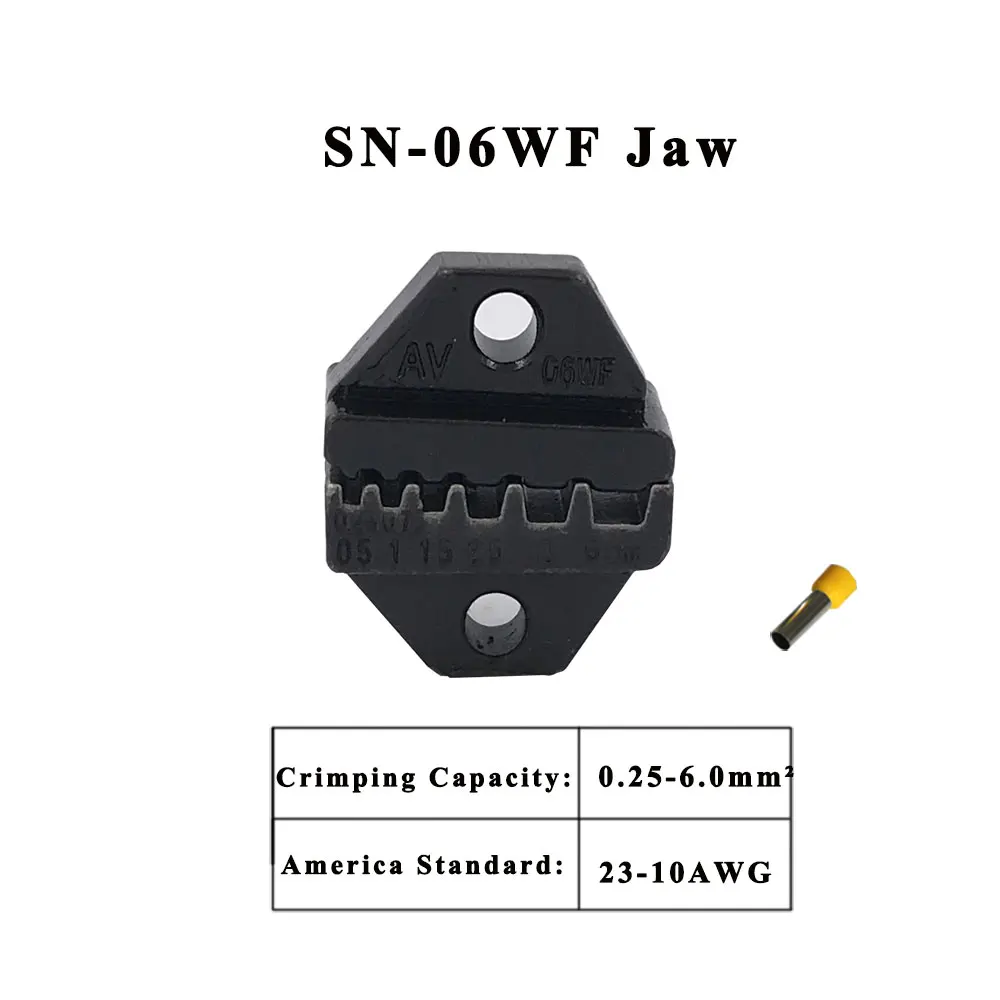 jaw Обжимные плоскогубцы SN 06WF челюсти для неизолированных клемм и неизолированных наконечников и таб сосудов ручной инструмент - Цвет: jaw