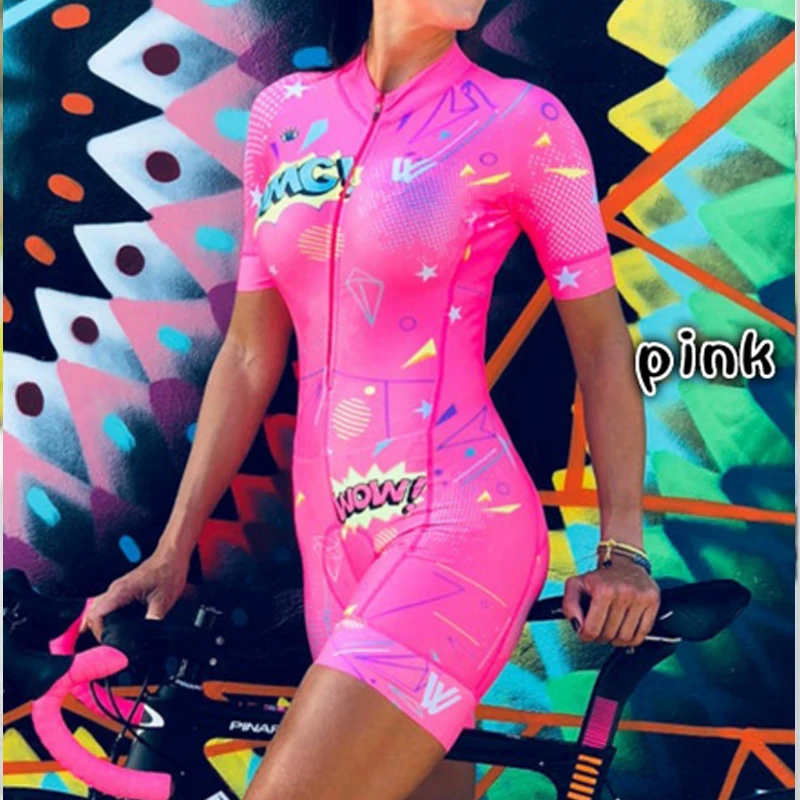 2020 Women's Triathlon Short Sleeve Cycling Jersey Sets Skinsuit Maillot Ropa Ciclismo Bicycle Clothing Bike Shirts Go Jumpsuit