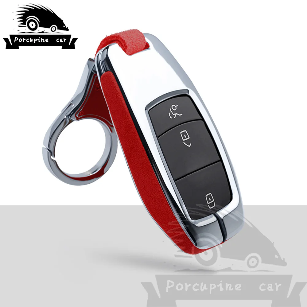 Чехол для ключей автомобиля, брелок для Mercedes Benz C Class W250 E Class GLK gla GLC CLS CLA GLR W203 W210 W211 W124 W202 - Название цвета: B Round keychain Red