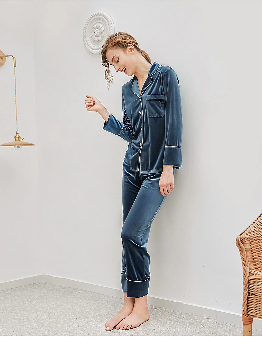 Winter Pajama Warm Pajamas for women pajamas set nightwear ladies pajamas sets Gold velvet homewear Women long sleeve sleepwear