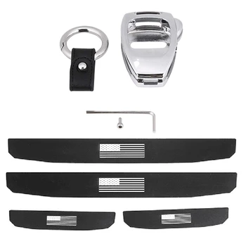 

Key Shell Car Key Case Cover Holder(Silver) with Door Step Sill Scuff Plate Protectors