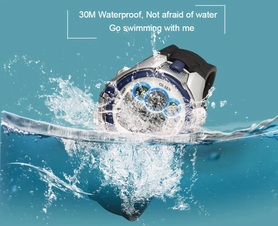 OHSEN светодиодный цифровой для мальчиков электронные часы с будильником водонепроницаемые детские Студенческие синие силиконовые модные спортивные наручные часы подарки